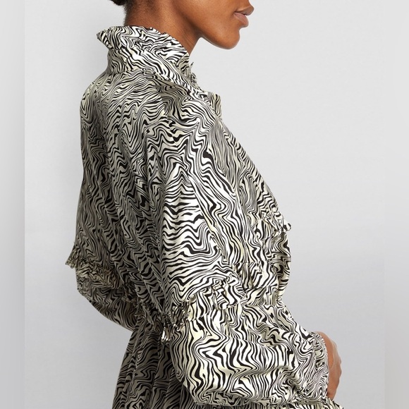 SANDRO 100 % SILK Salome belted zebra-print silk-twill dress - Small - Picture 4 of 16